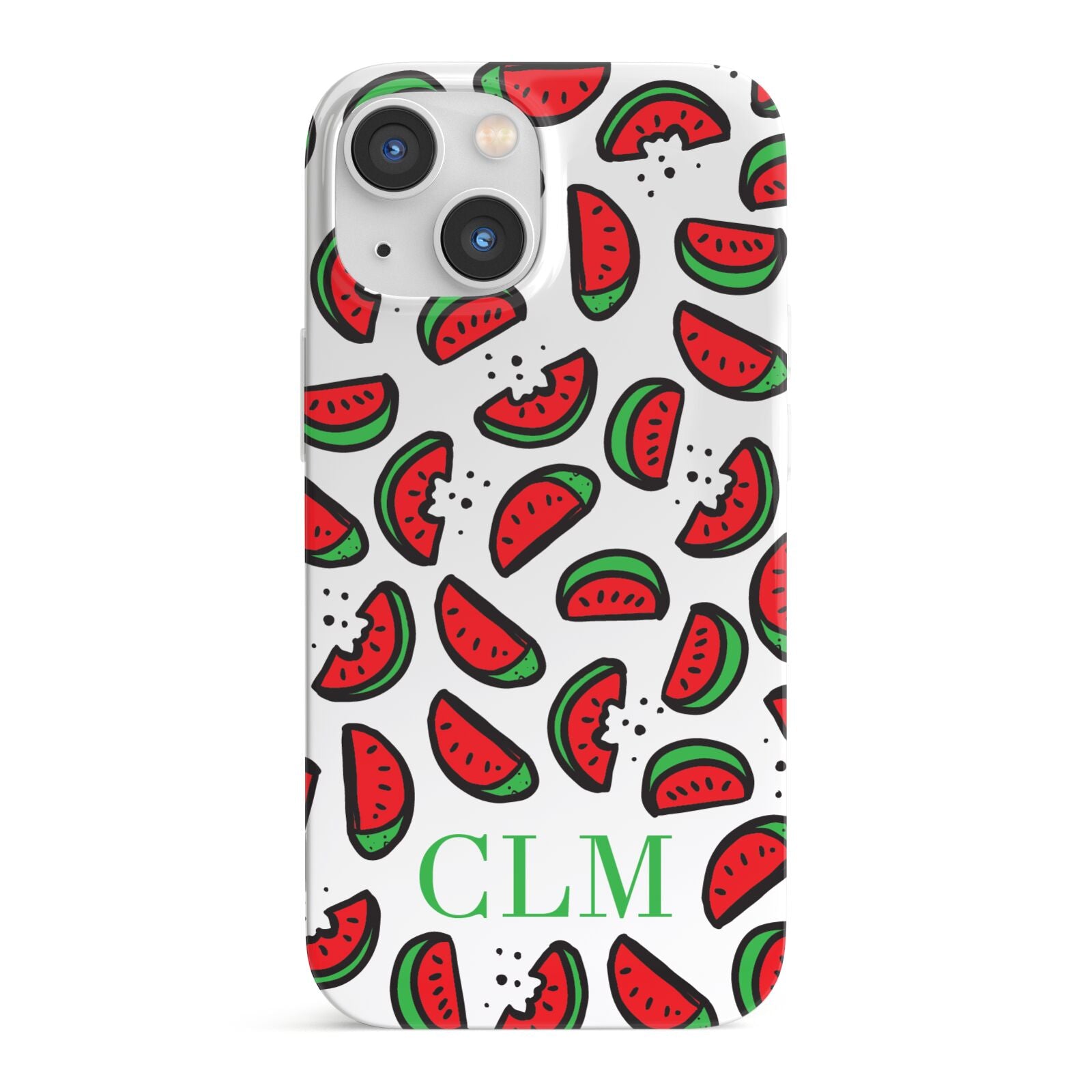 Personalised Watermelon Initials iPhone 13 Mini Full Wrap 3D Snap Case