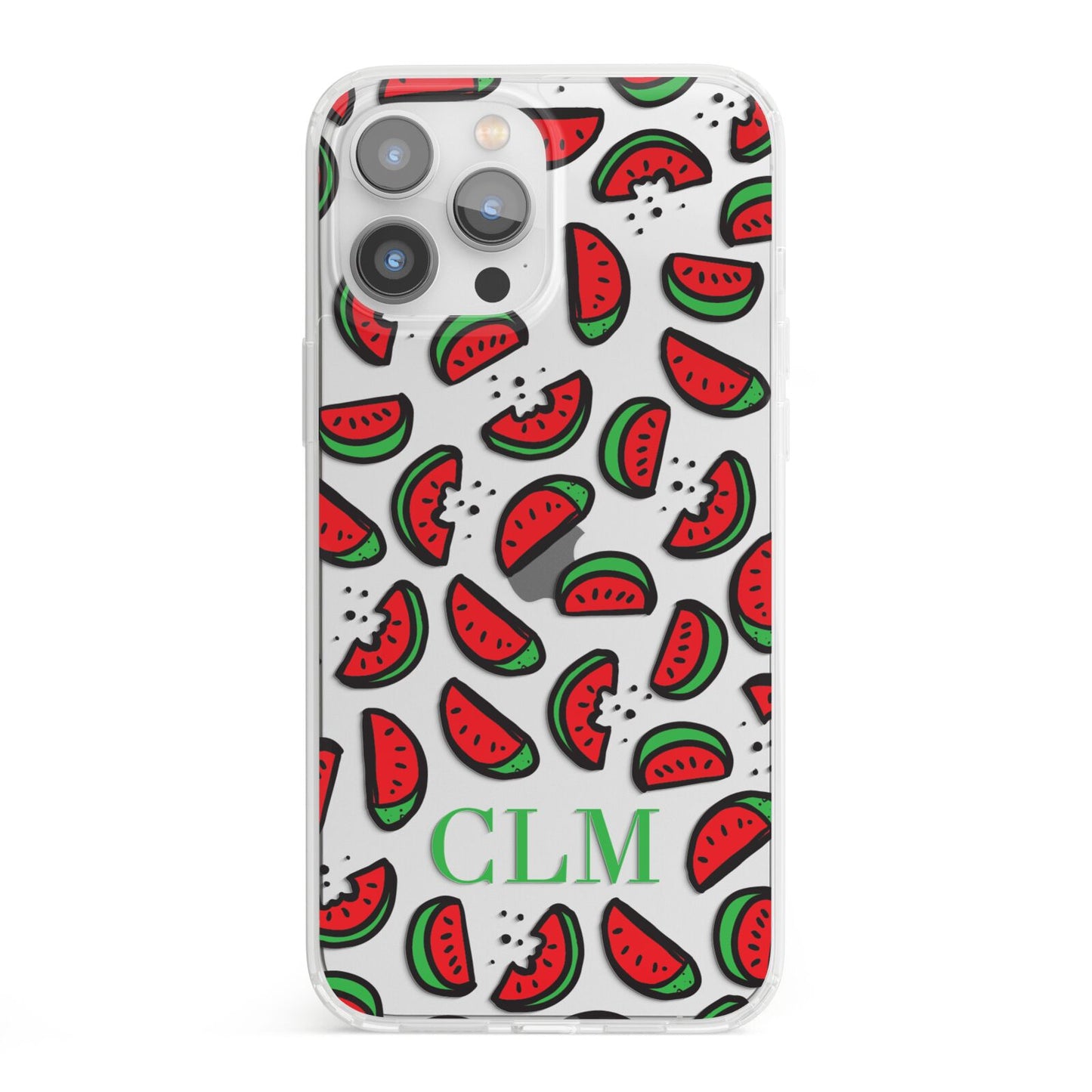 Personalised Watermelon Initials iPhone 13 Pro Max Clear Bumper Case