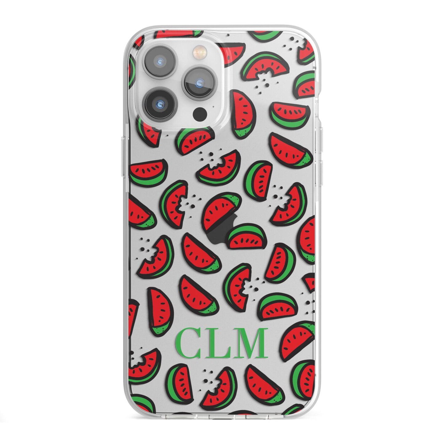 Personalised Watermelon Initials iPhone 13 Pro Max TPU Impact Case with White Edges