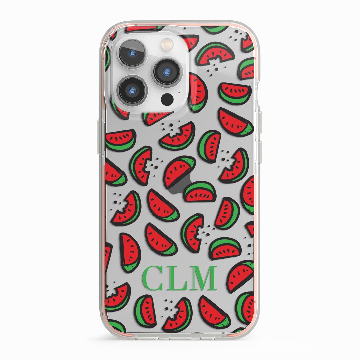Personalised Watermelon Initials iPhone 13 Pro TPU Impact Case with Pink Edges