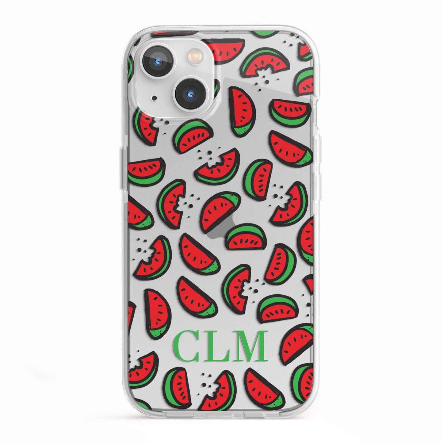 Personalised Watermelon Initials iPhone 13 TPU Impact Case with White Edges