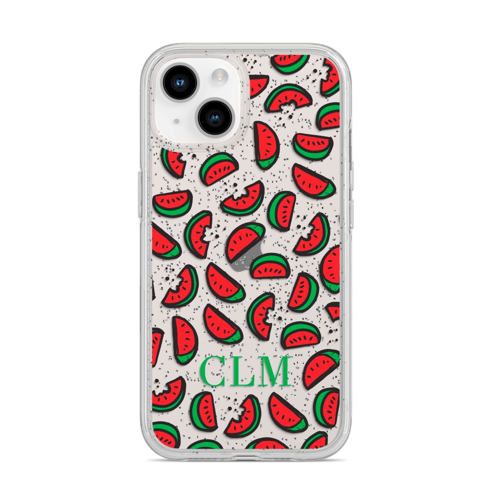 Personalised Watermelon Initials iPhone 14 Glitter Tough Case Starlight