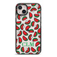 Personalised Watermelon Initials iPhone 14 Plus Black Impact Case on Silver phone