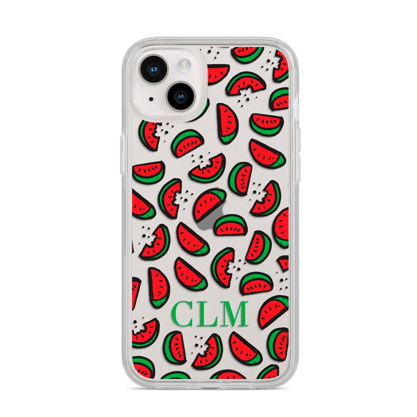 Personalised Watermelon Initials iPhone 14 Plus Clear Tough Case Starlight