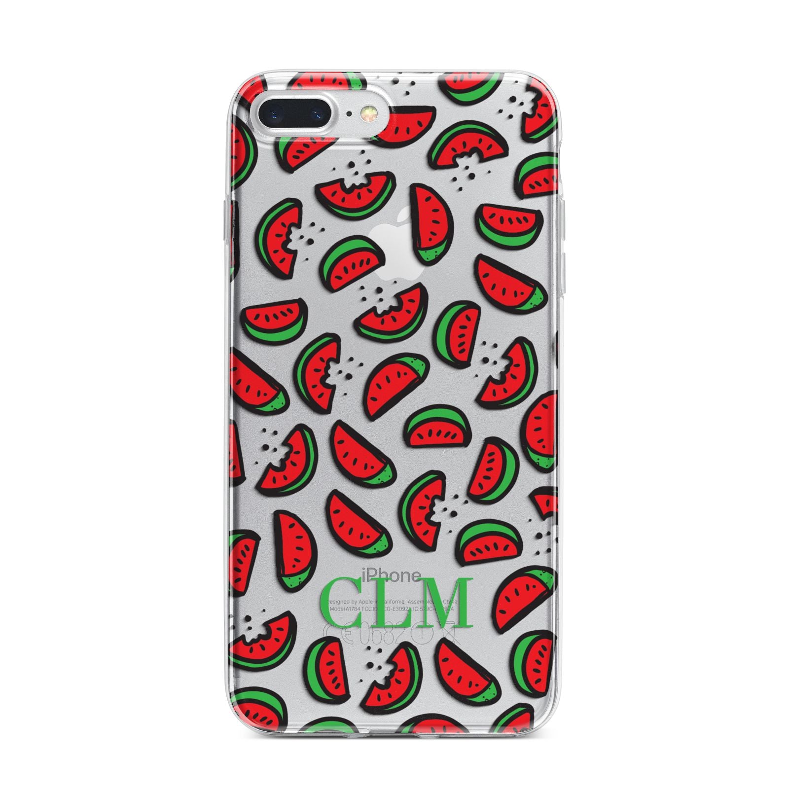 Personalised Watermelon Initials iPhone 7 Plus Bumper Case on Silver iPhone