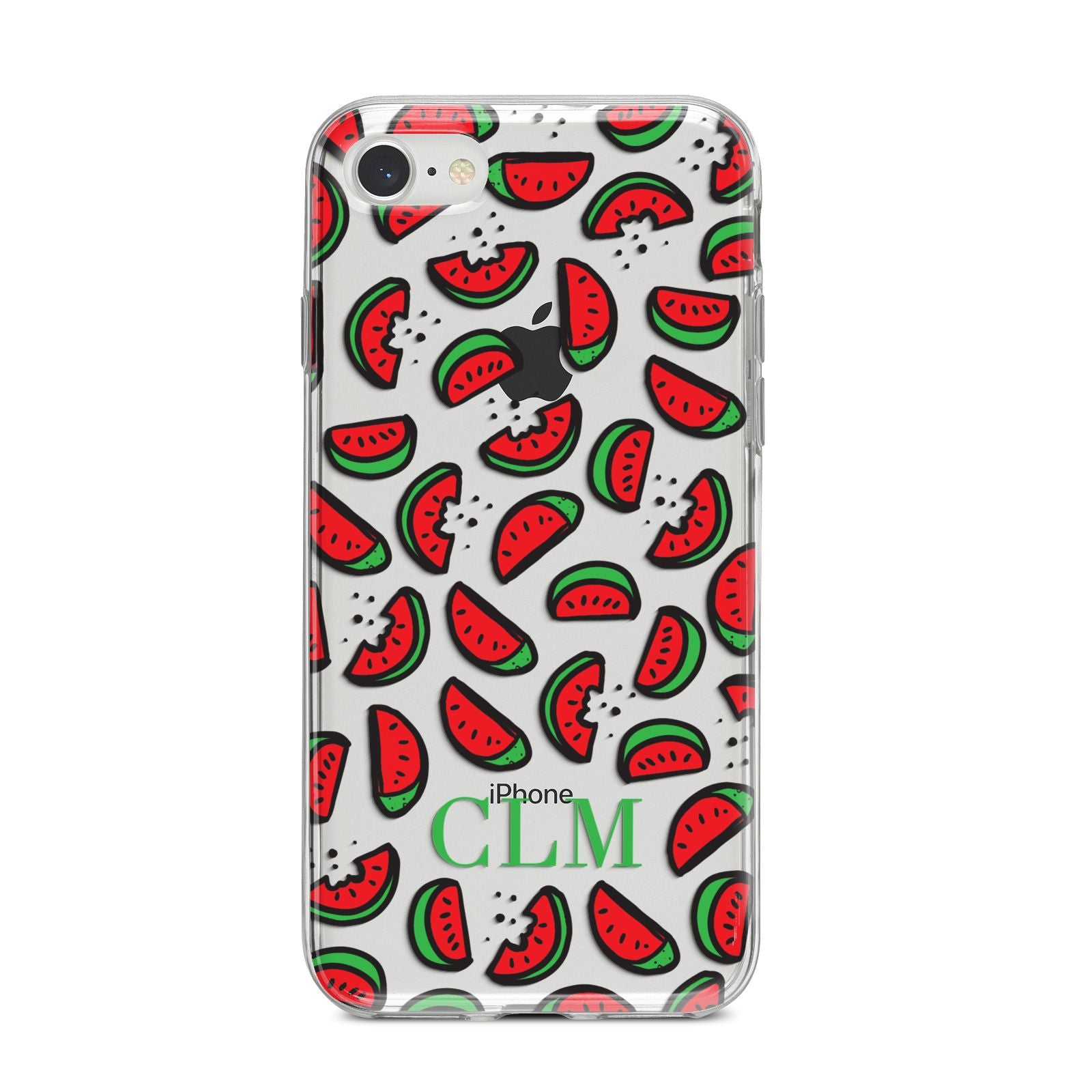 Personalised Watermelon Initials iPhone 8 Bumper Case on Silver iPhone