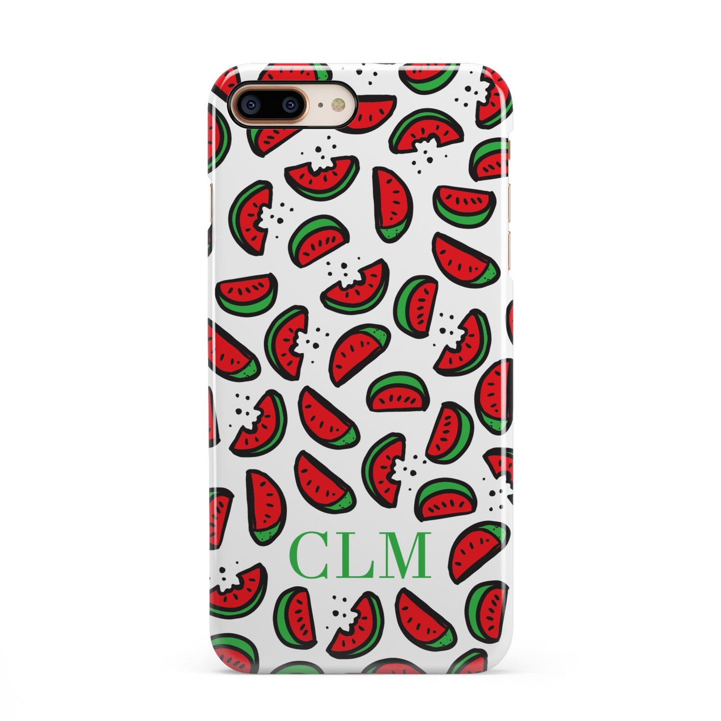 Personalised Watermelon Initials iPhone 8 Plus 3D Snap Case on Gold Phone