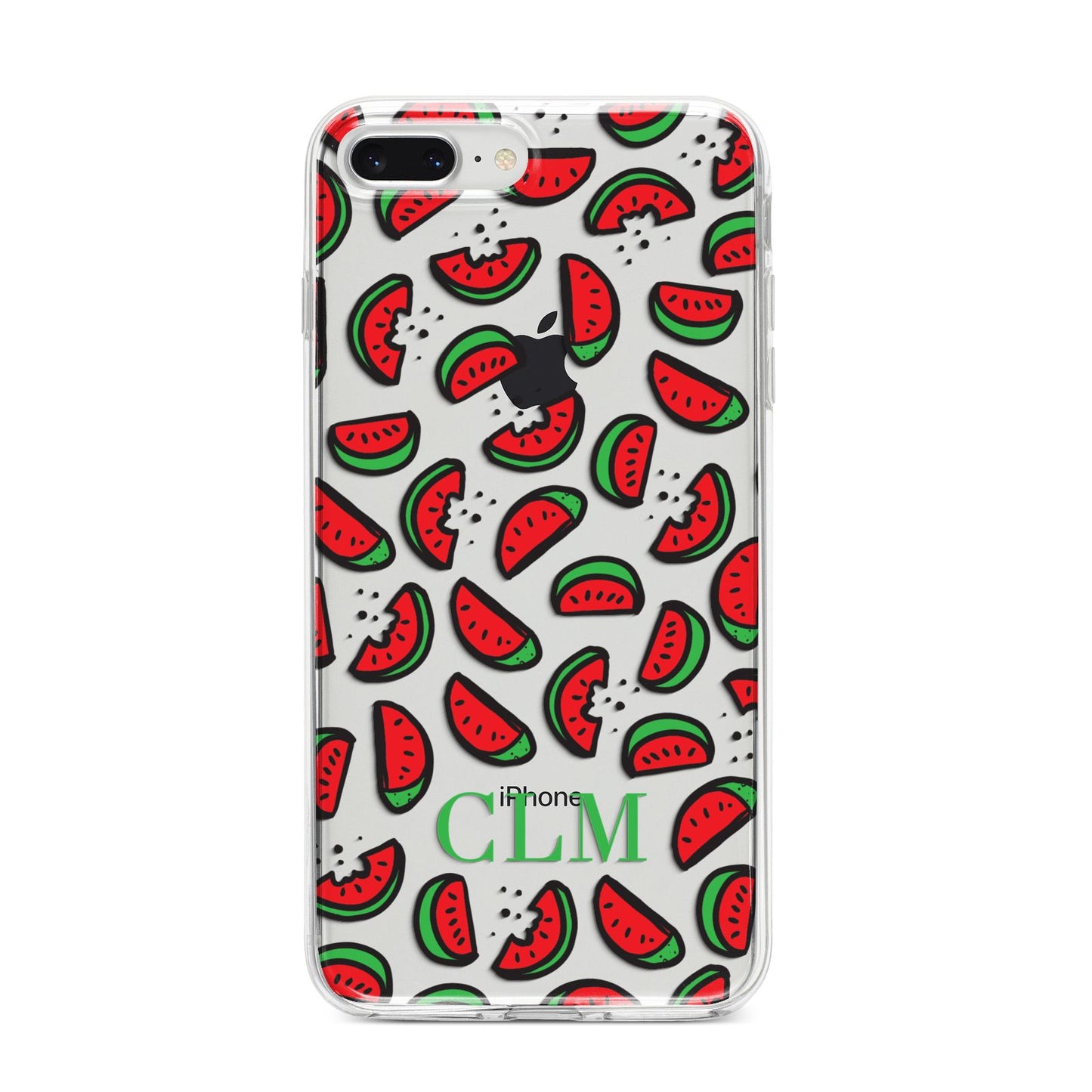 Personalised Watermelon Initials iPhone 8 Plus Bumper Case on Silver iPhone