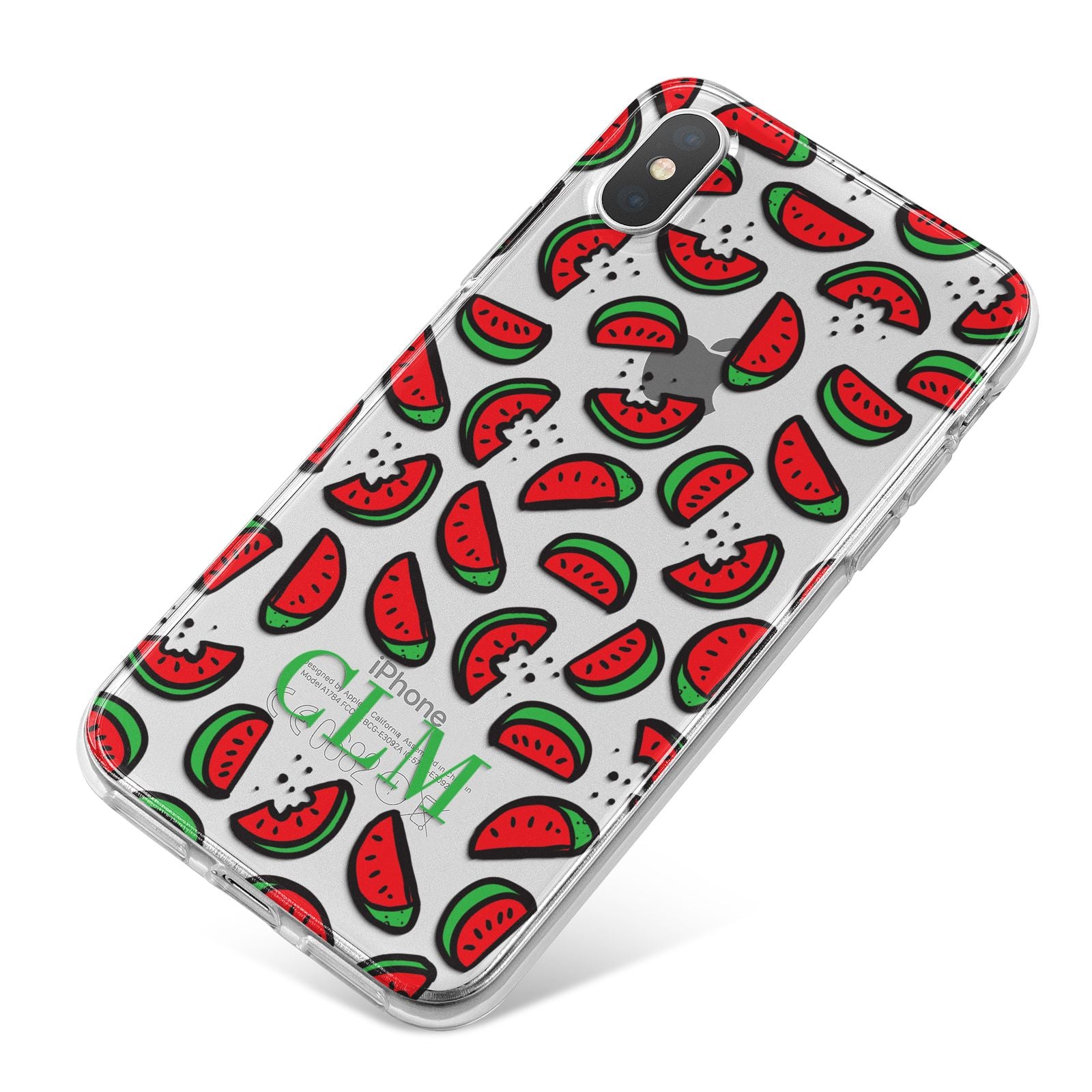 Personalised Watermelon Initials iPhone X Bumper Case on Silver iPhone