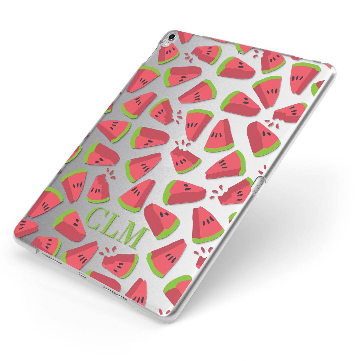 Personalised Watermelon Monogram Apple iPad Case on Silver iPad Side View
