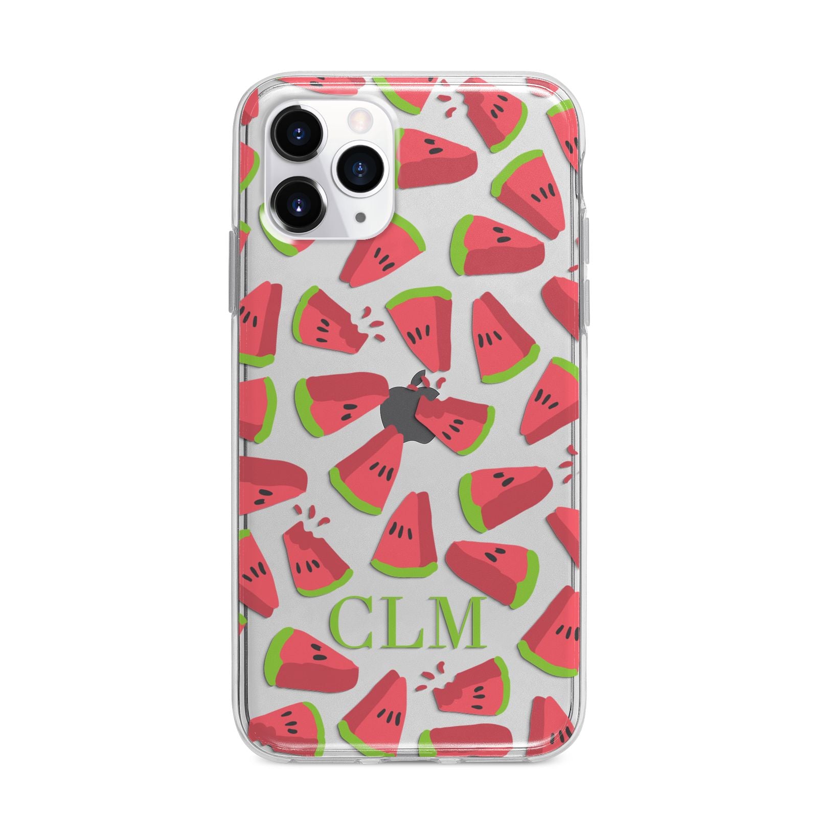 Personalised Watermelon Monogram Apple iPhone 11 Pro Max in Silver with Bumper Case