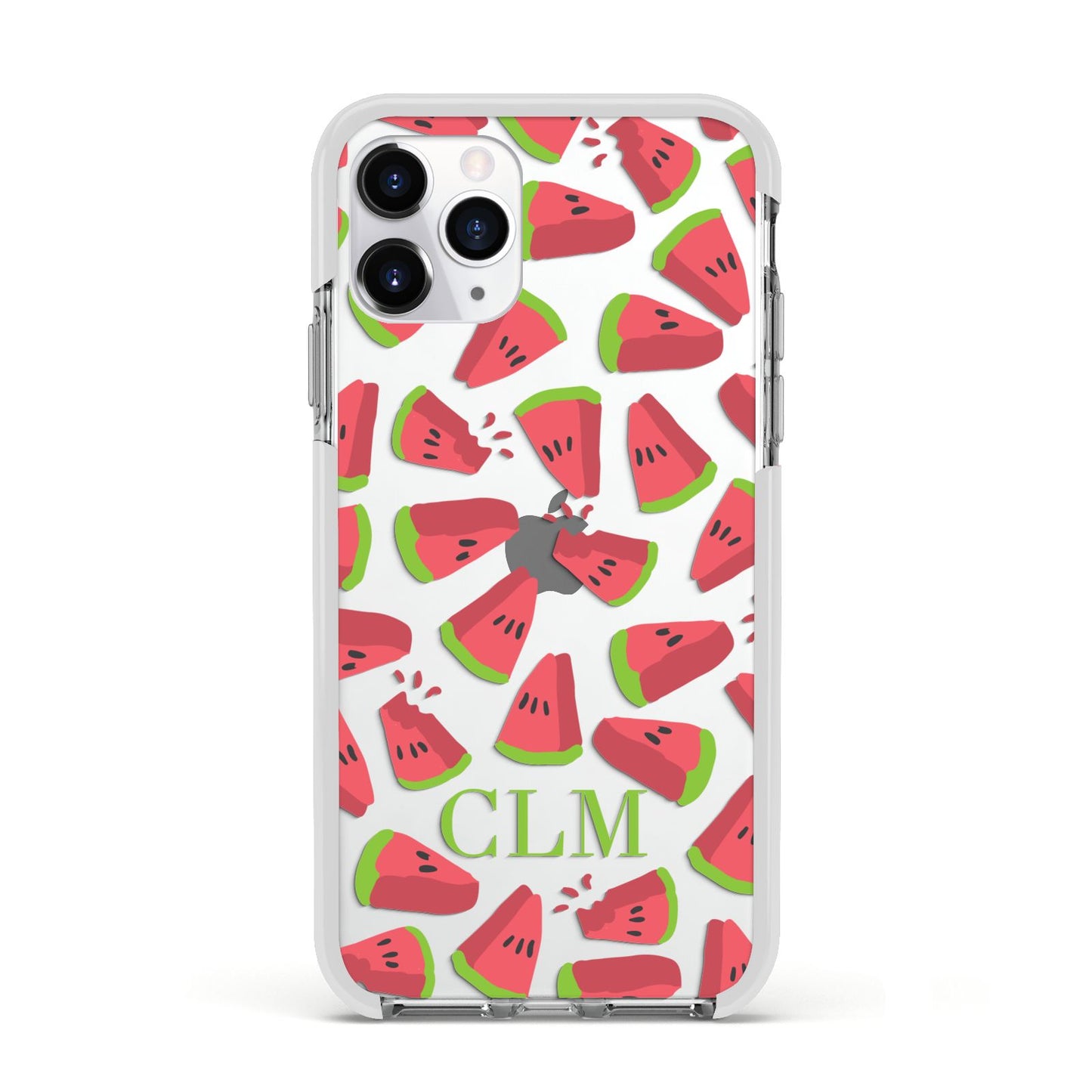Personalised Watermelon Monogram Apple iPhone 11 Pro in Silver with White Impact Case