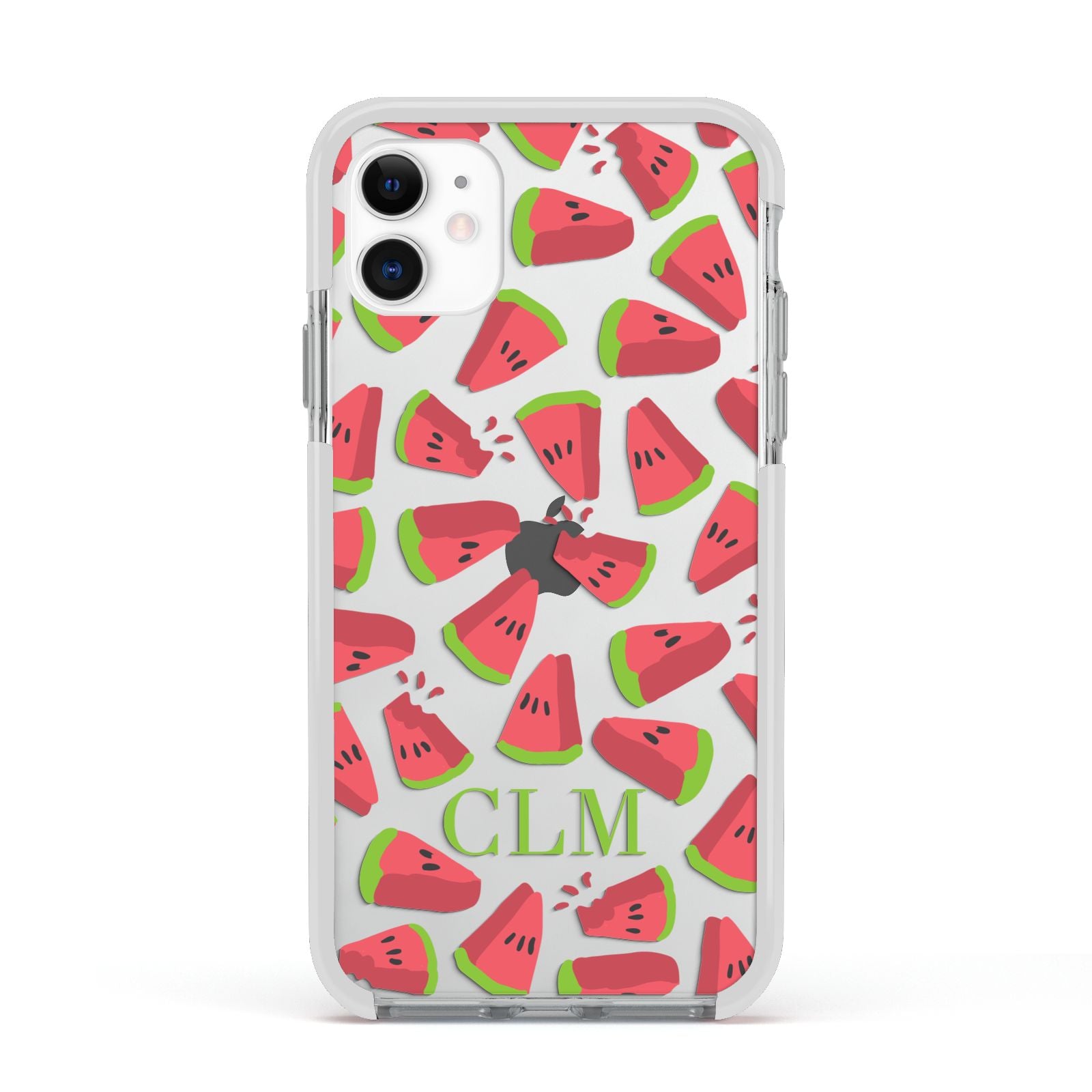 Personalised Watermelon Monogram Apple iPhone 11 in White with White Impact Case