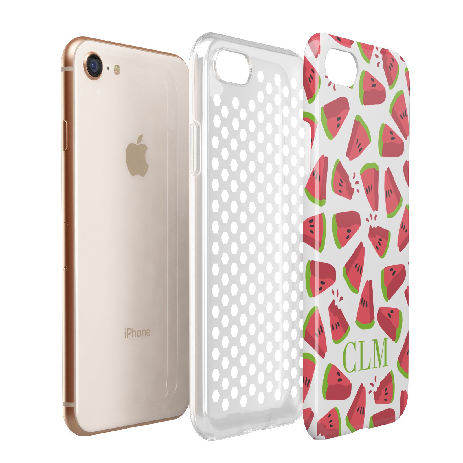 Personalised Watermelon Monogram Apple iPhone 7 8 3D Tough Case Expanded View