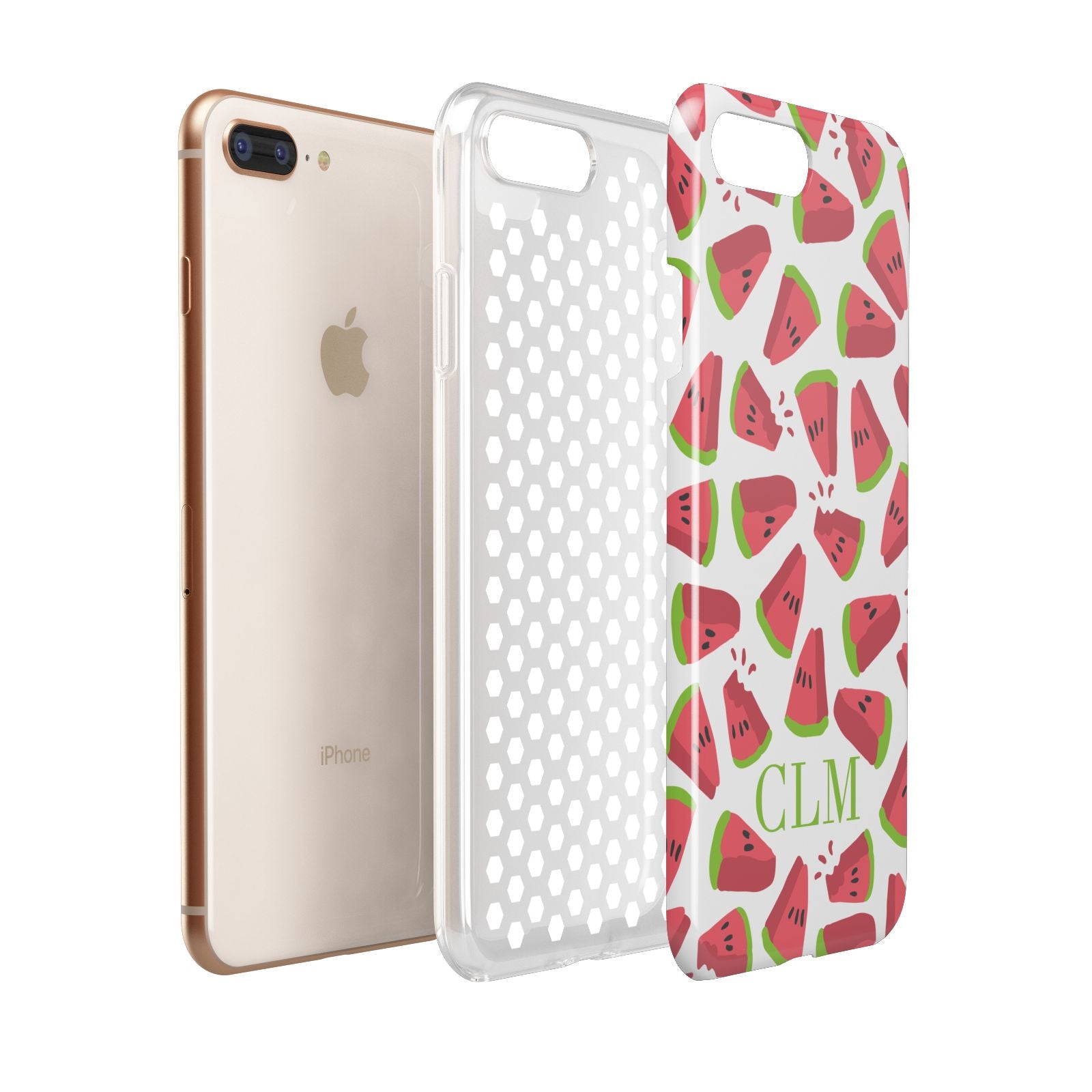Personalised Watermelon Monogram Apple iPhone 7 8 Plus 3D Tough Case Expanded View