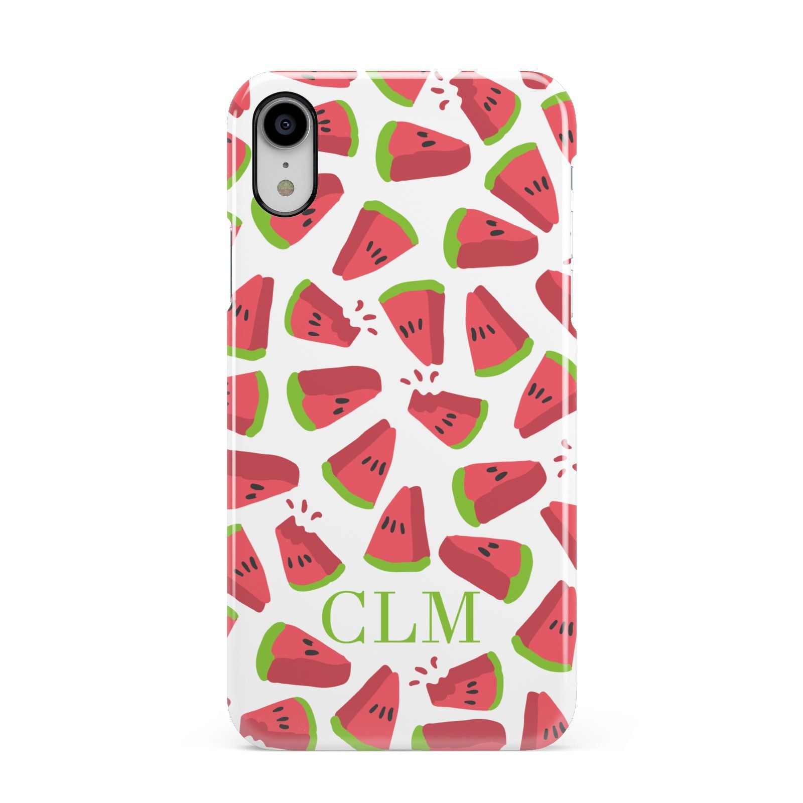 Personalised Watermelon Monogram Apple iPhone XR White 3D Snap Case