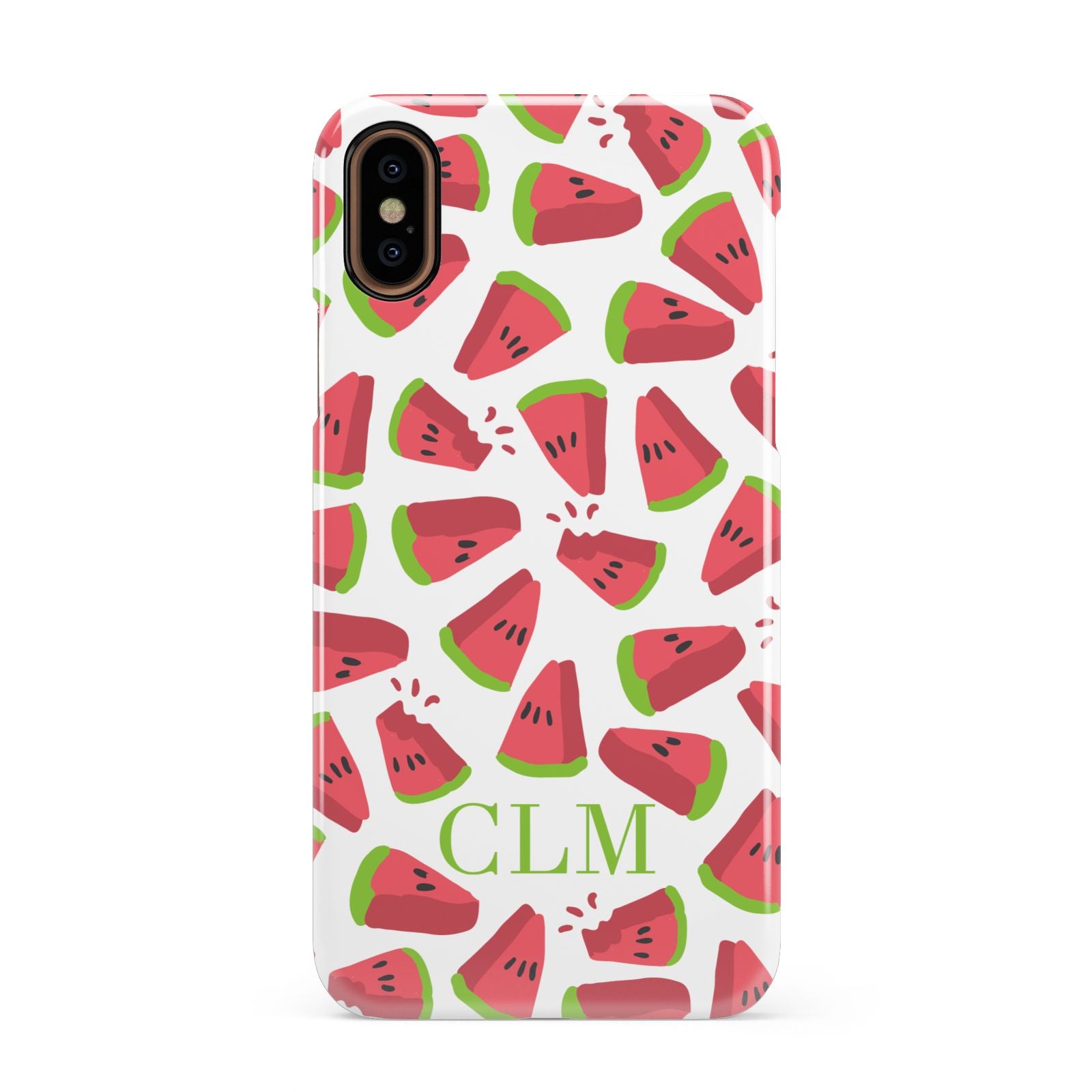 Personalised Watermelon Monogram Apple iPhone XS 3D Snap Case