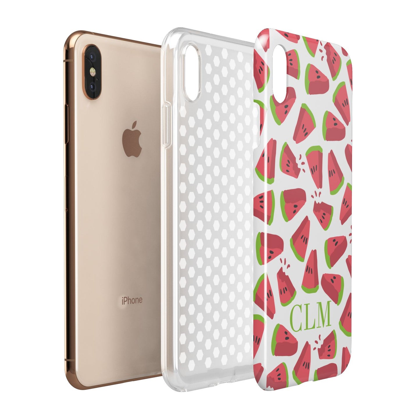Personalised Watermelon Monogram Apple iPhone Xs Max 3D Tough Case Expanded View