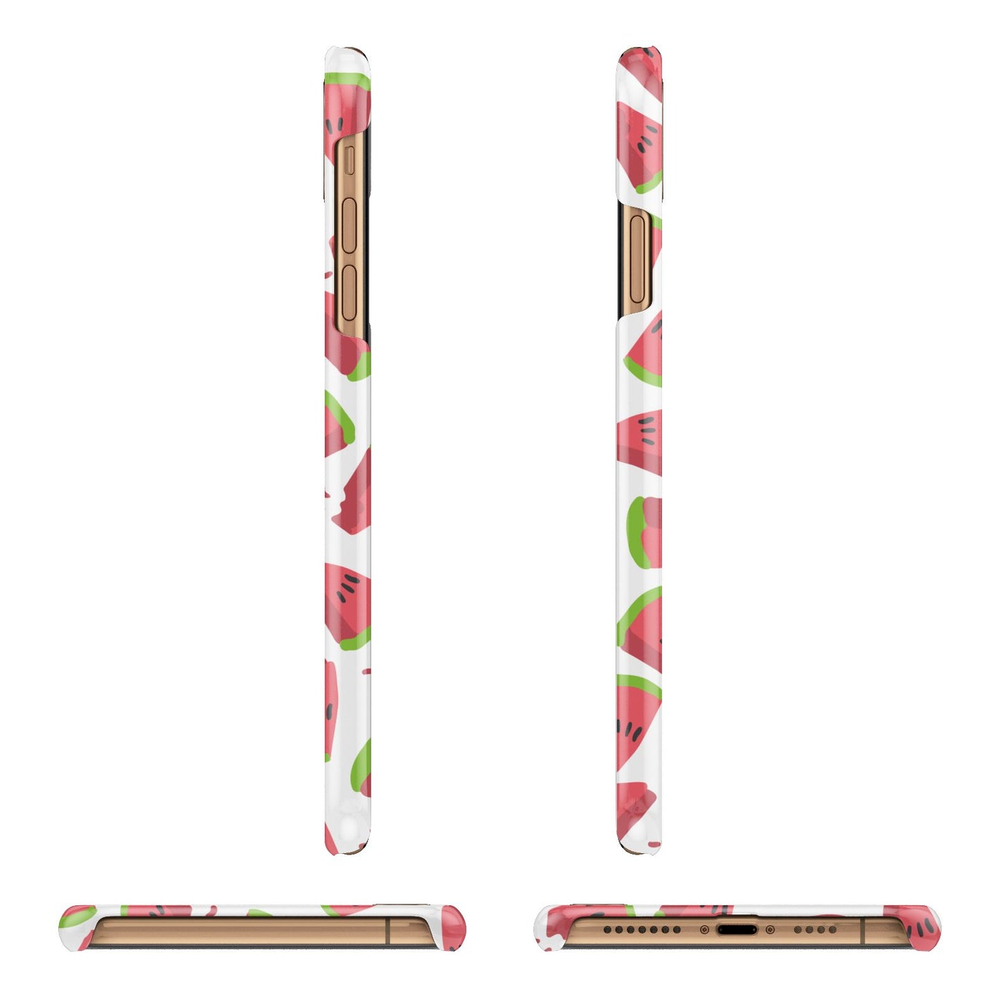 Personalised Watermelon Monogram Apple iPhone Xs Max 3D Wrap Snap Case Angled Images