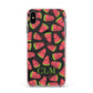 Personalised Watermelon Monogram Apple iPhone Xs Max Impact Case Pink Edge on Black Phone