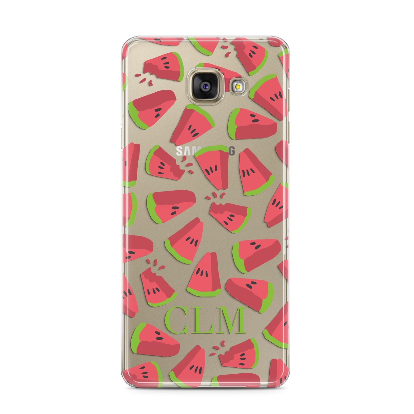 Personalised Watermelon Monogram Samsung Galaxy A3 2016 Case on gold phone