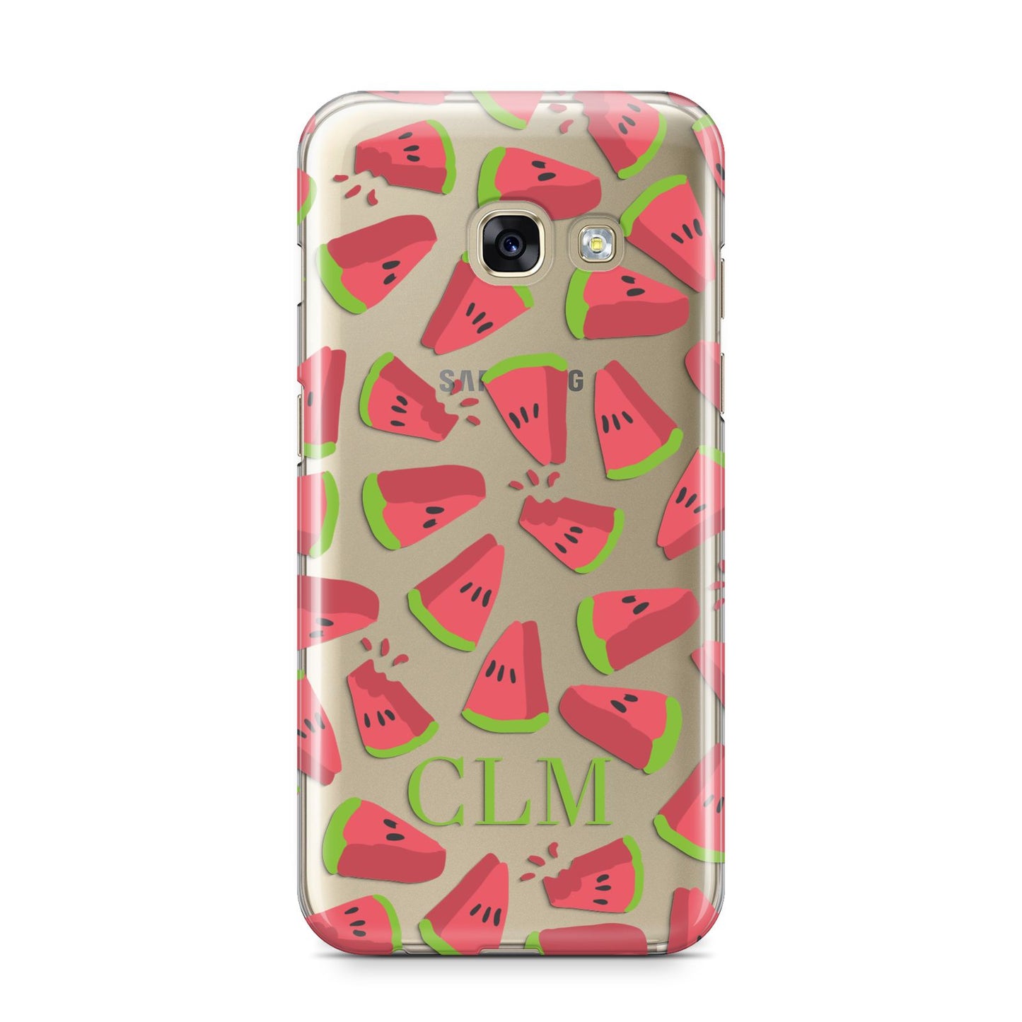 Personalised Watermelon Monogram Samsung Galaxy A3 2017 Case on gold phone