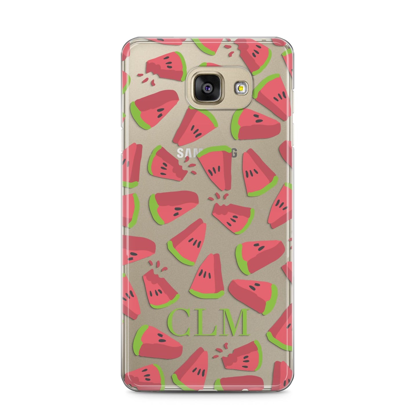 Personalised Watermelon Monogram Samsung Galaxy A5 2016 Case on gold phone