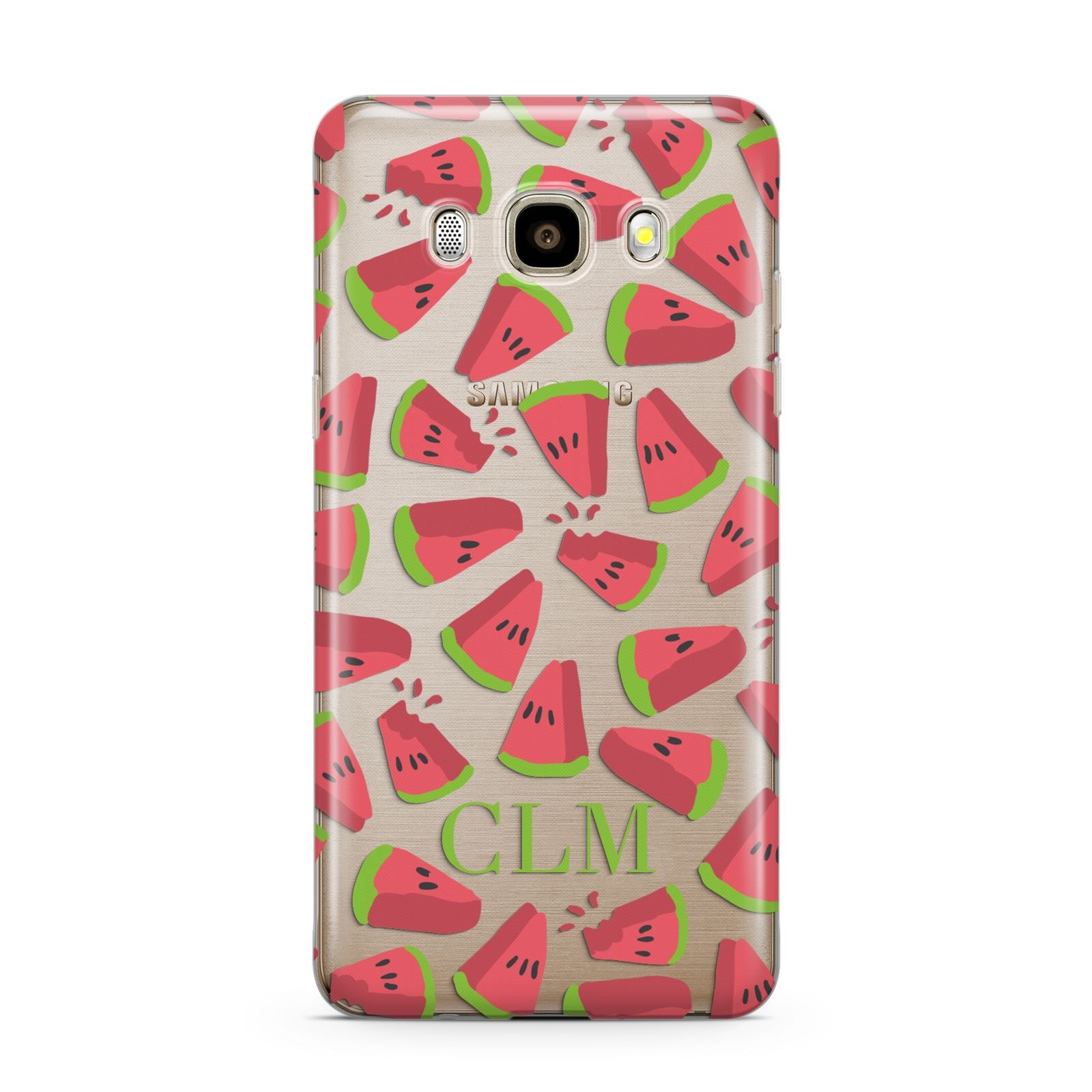 Personalised Watermelon Monogram Samsung Galaxy J7 2016 Case on gold phone