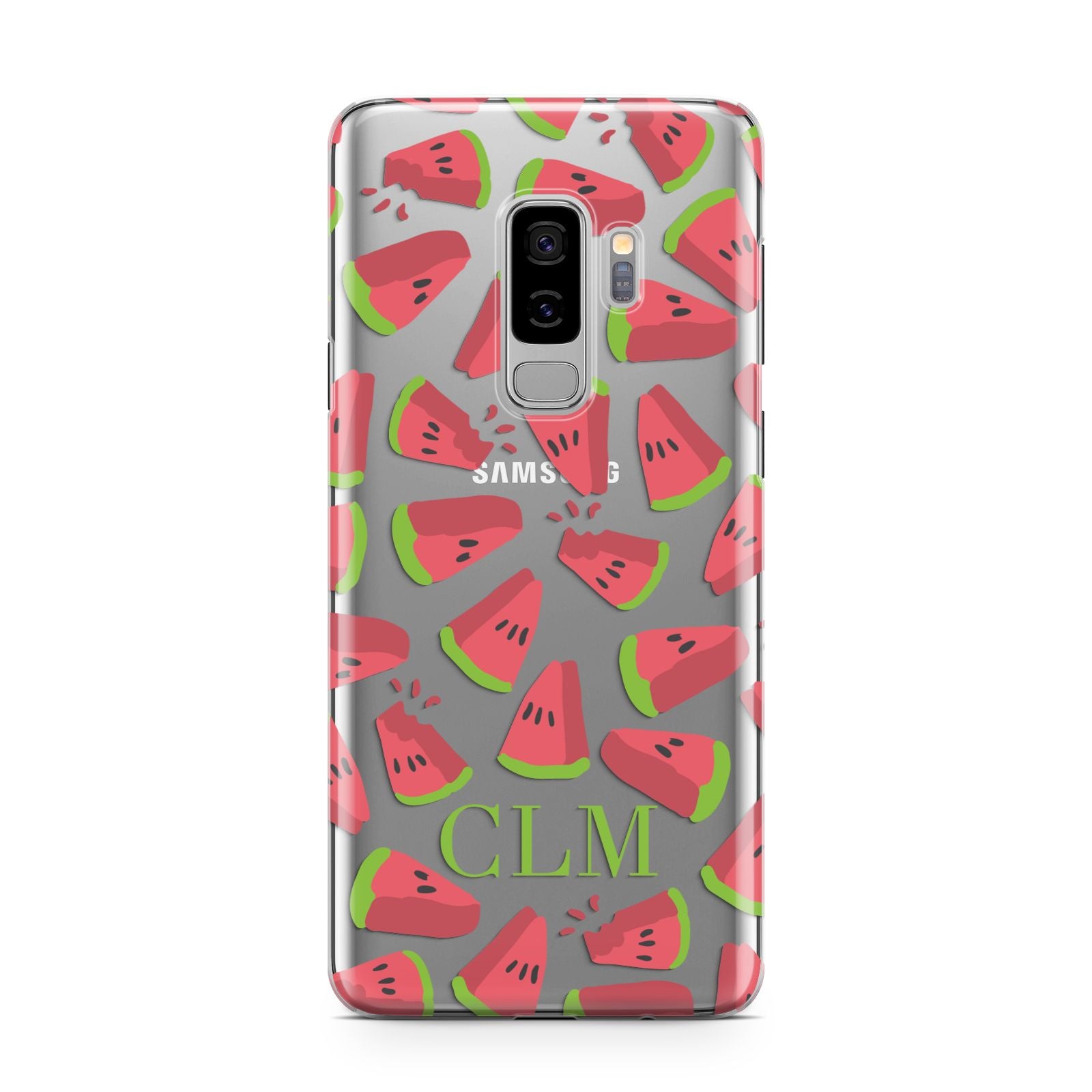 Personalised Watermelon Monogram Samsung Galaxy S9 Plus Case on Silver phone