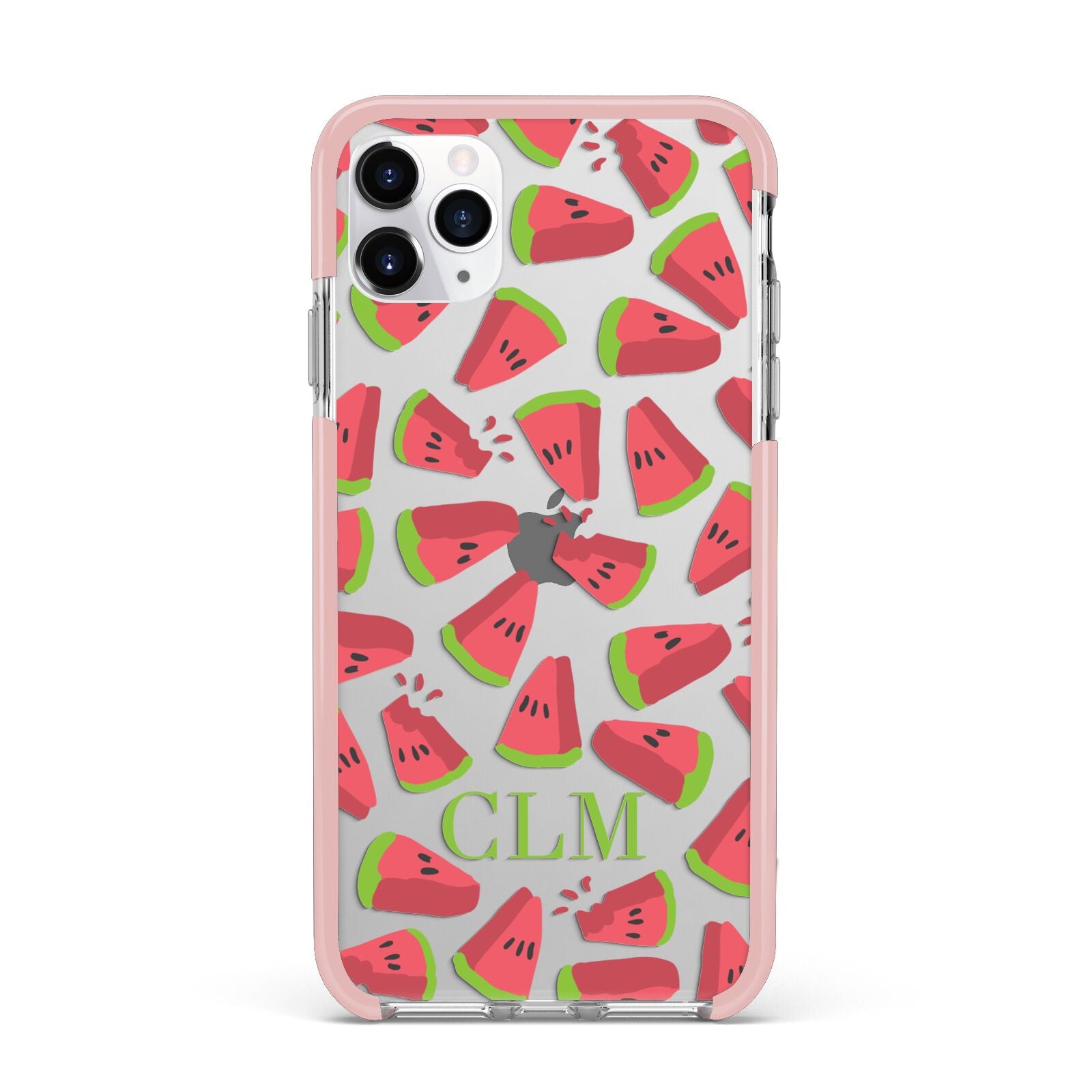 Personalised Watermelon Monogram iPhone 11 Pro Max Impact Pink Edge Case