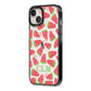 Personalised Watermelon Monogram iPhone 13 Black Impact Case Side Angle on Silver phone