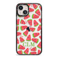 Personalised Watermelon Monogram iPhone 13 Black Impact Case on Silver phone