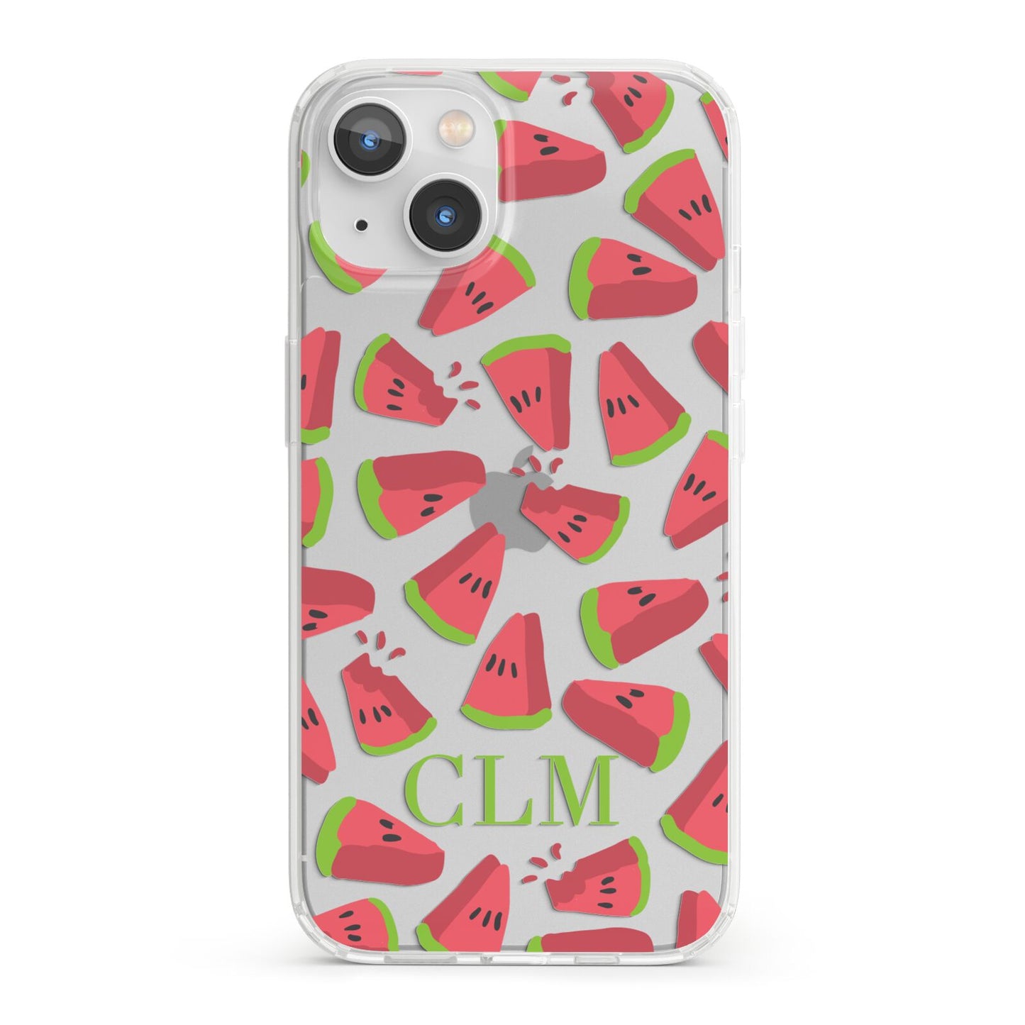 Personalised Watermelon Monogram iPhone 13 Clear Bumper Case