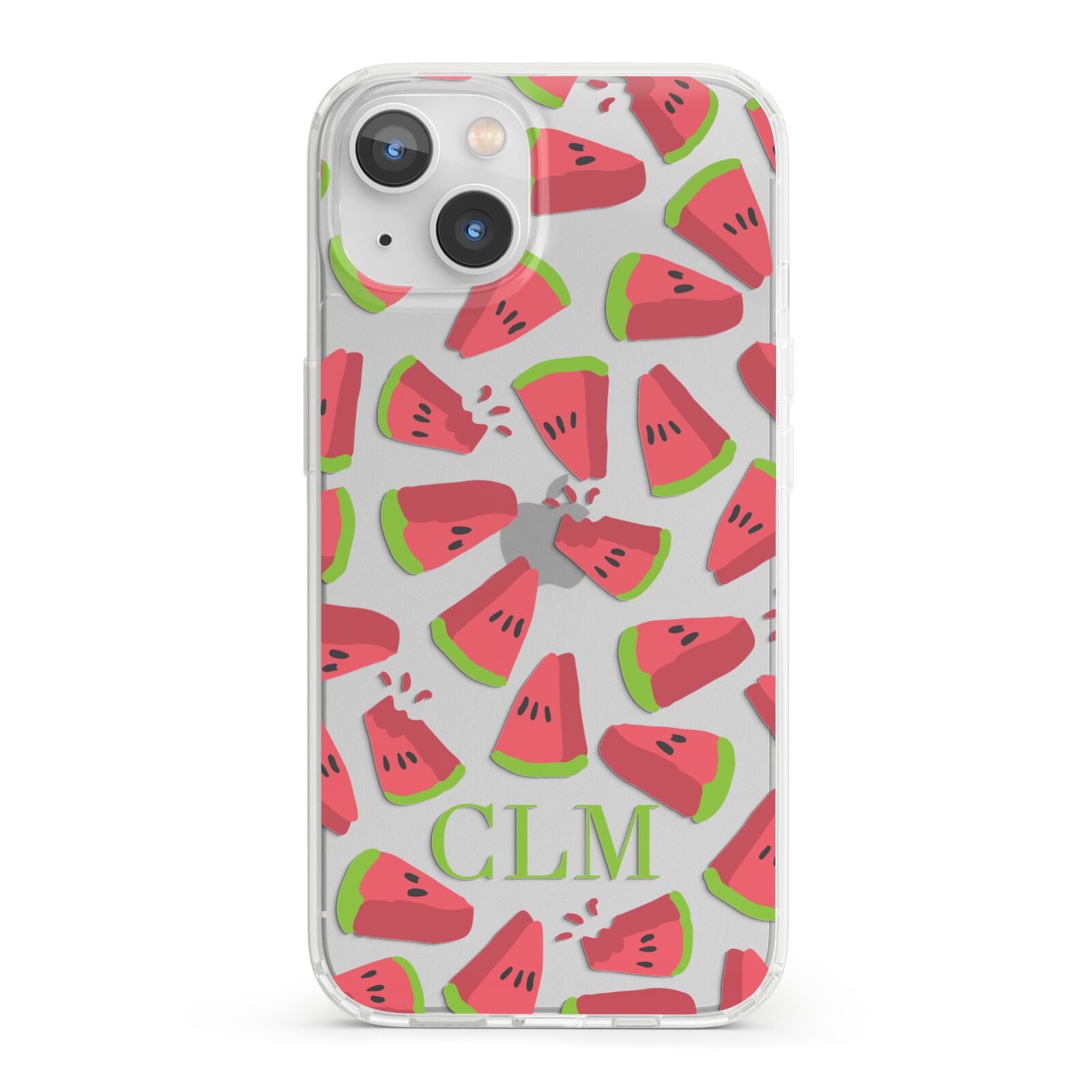 Personalised Watermelon Monogram iPhone 13 Clear Bumper Case