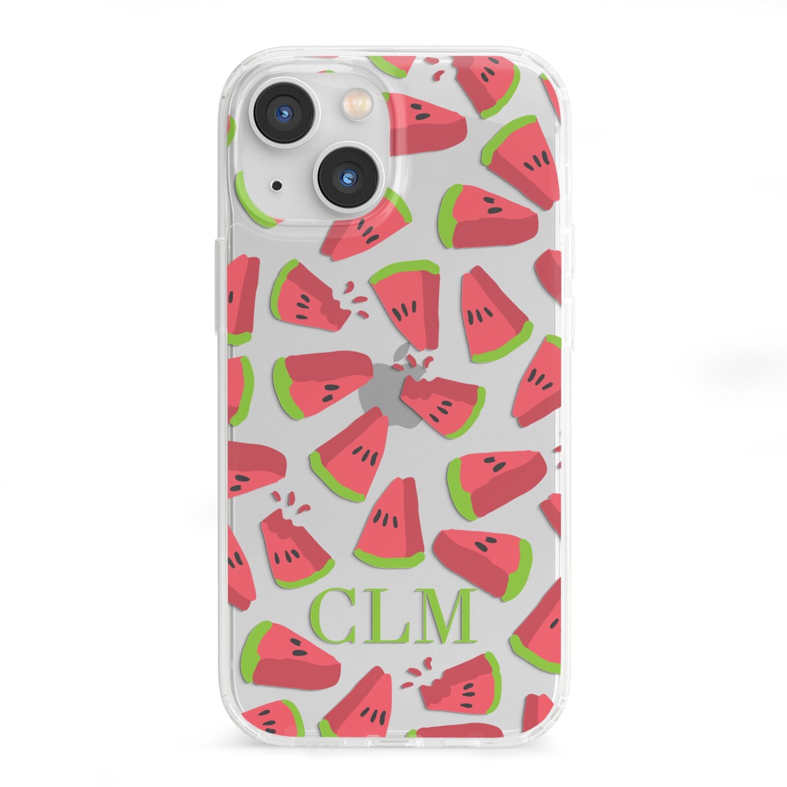 Personalised Watermelon Monogram iPhone 13 Mini Clear Bumper Case