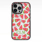 Personalised Watermelon Monogram iPhone 13 Pro Black Impact Case on Silver phone