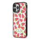 Personalised Watermelon Monogram iPhone 13 Pro Max Black Impact Case Side Angle on Silver phone