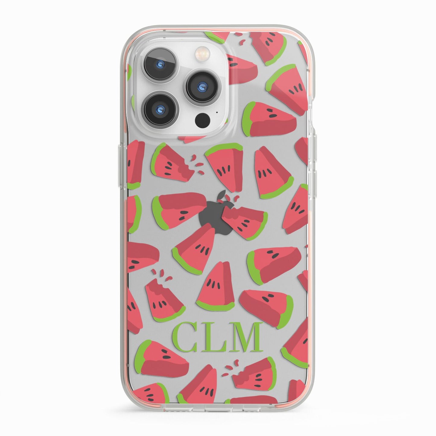 Personalised Watermelon Monogram iPhone 13 Pro TPU Impact Case with Pink Edges