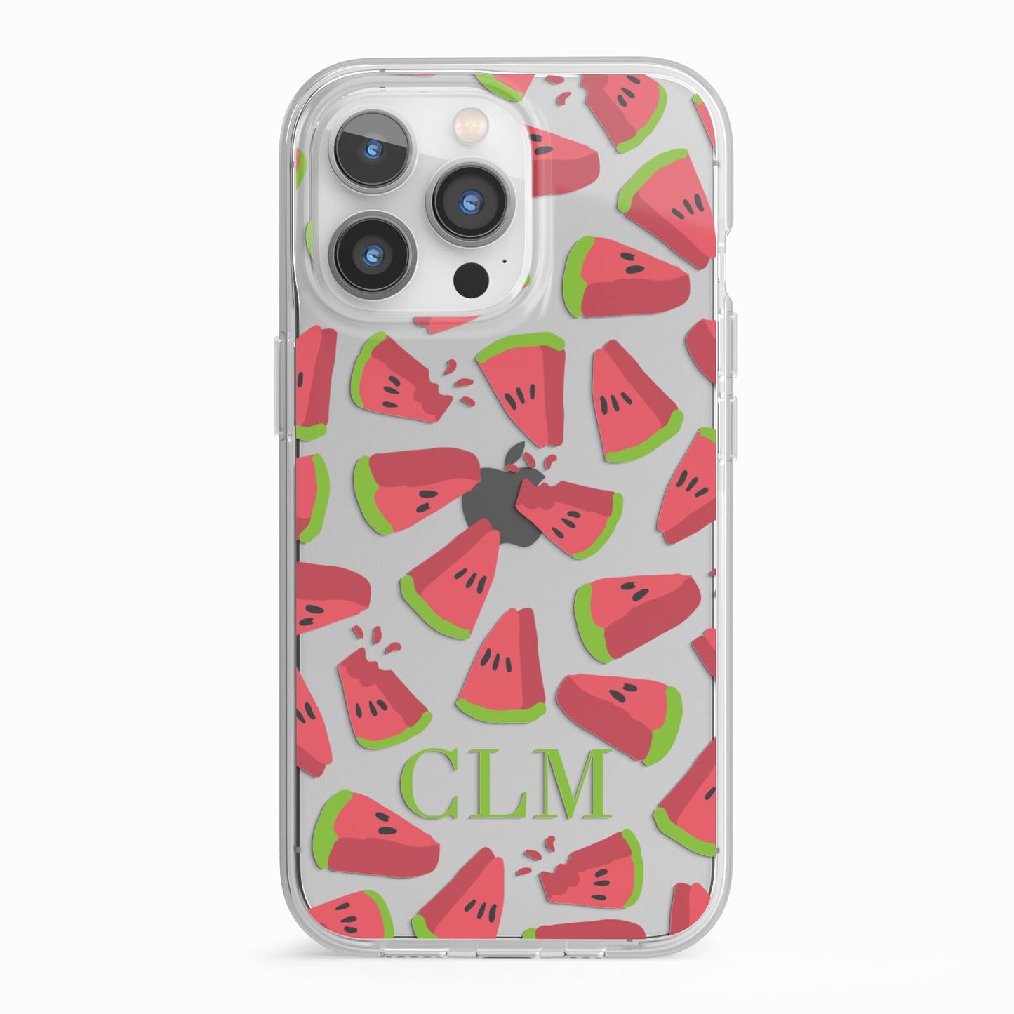 Personalised Watermelon Monogram iPhone 13 Pro TPU Impact Case with White Edges