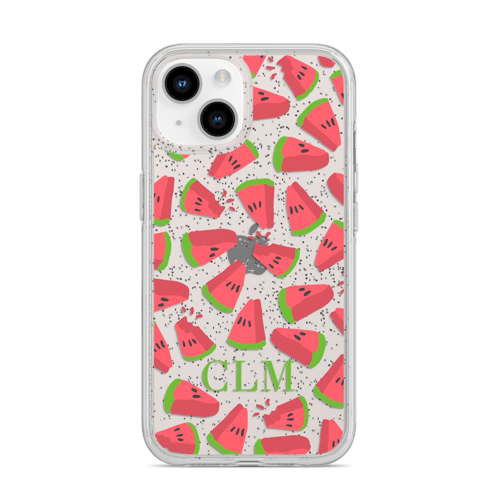 Personalised Watermelon Monogram iPhone 14 Glitter Tough Case Starlight