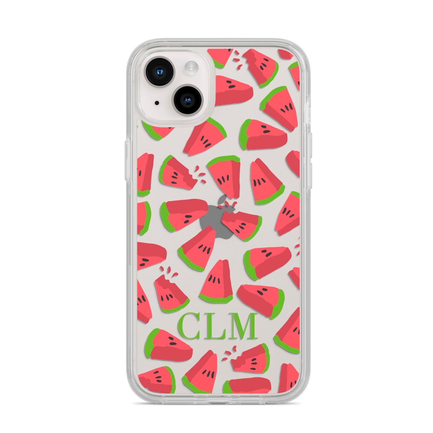 Personalised Watermelon Monogram iPhone 14 Plus Clear Tough Case Starlight