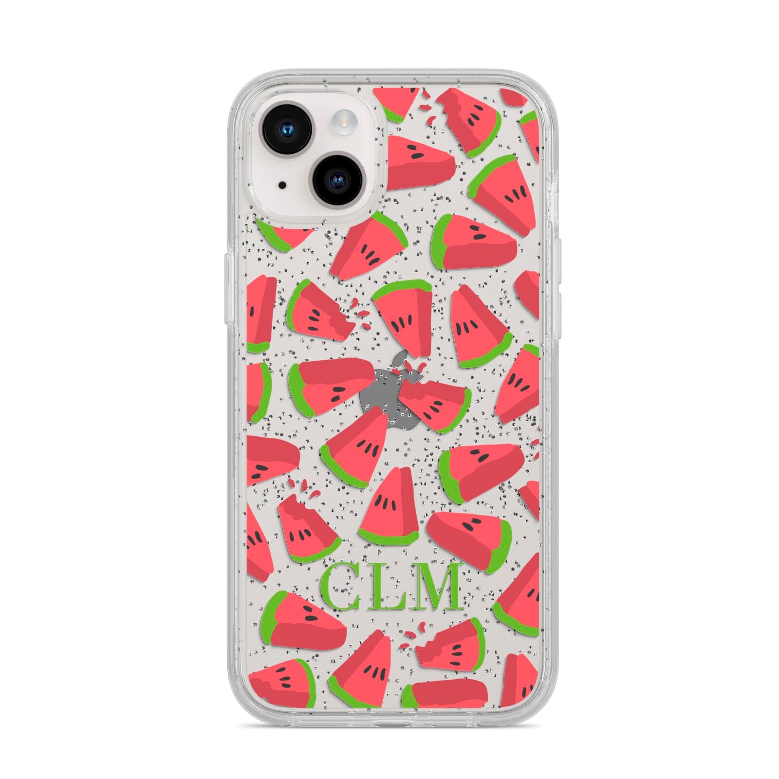 Personalised Watermelon Monogram iPhone 14 Plus Glitter Tough Case Starlight