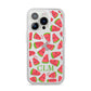 Personalised Watermelon Monogram iPhone 14 Pro Clear Tough Case Silver