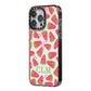 Personalised Watermelon Monogram iPhone 14 Pro Max Black Impact Case Side Angle on Silver phone