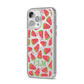 Personalised Watermelon Monogram iPhone 14 Pro Max Clear Tough Case Silver Angled Image
