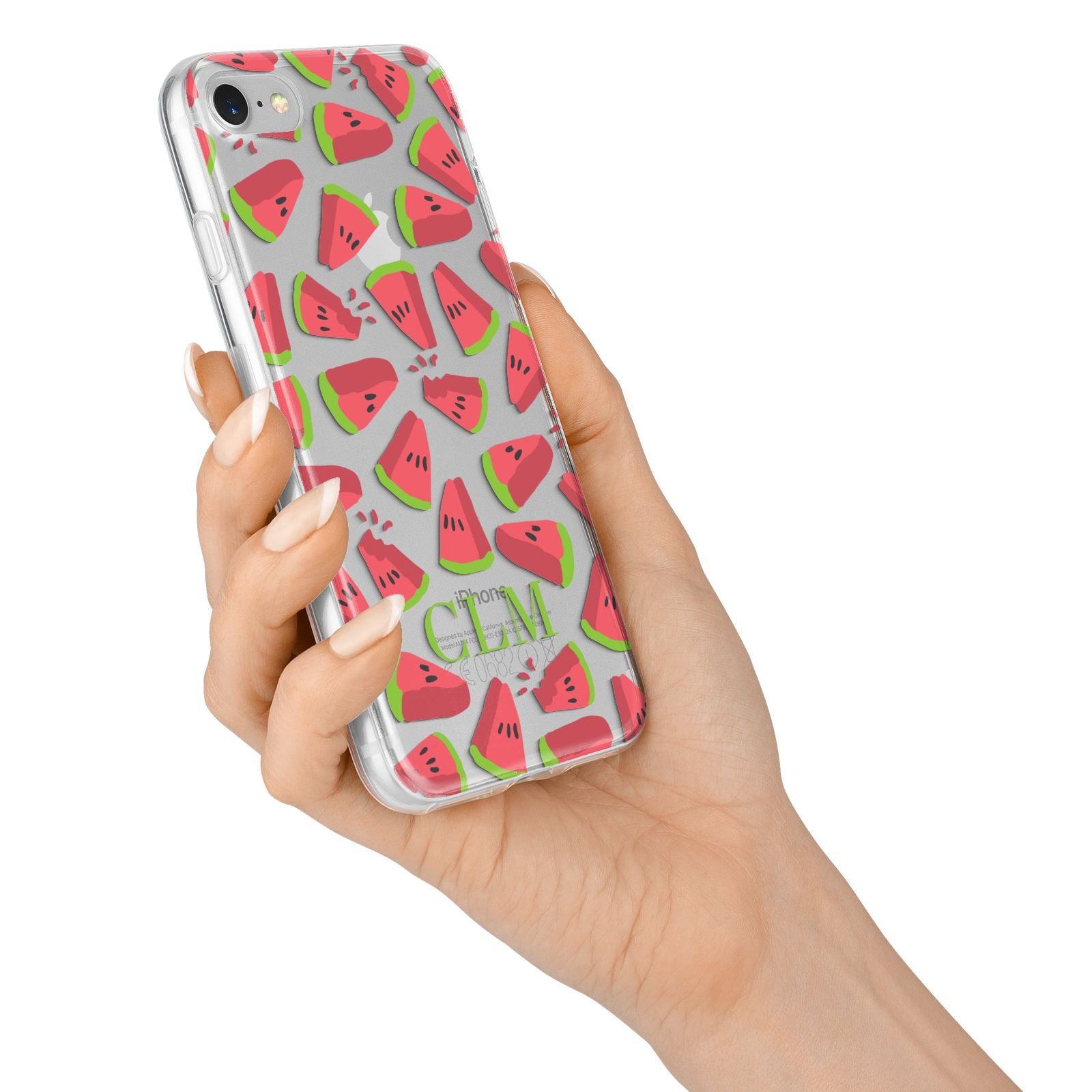 Personalised Watermelon Monogram iPhone 7 Bumper Case on Silver iPhone Alternative Image