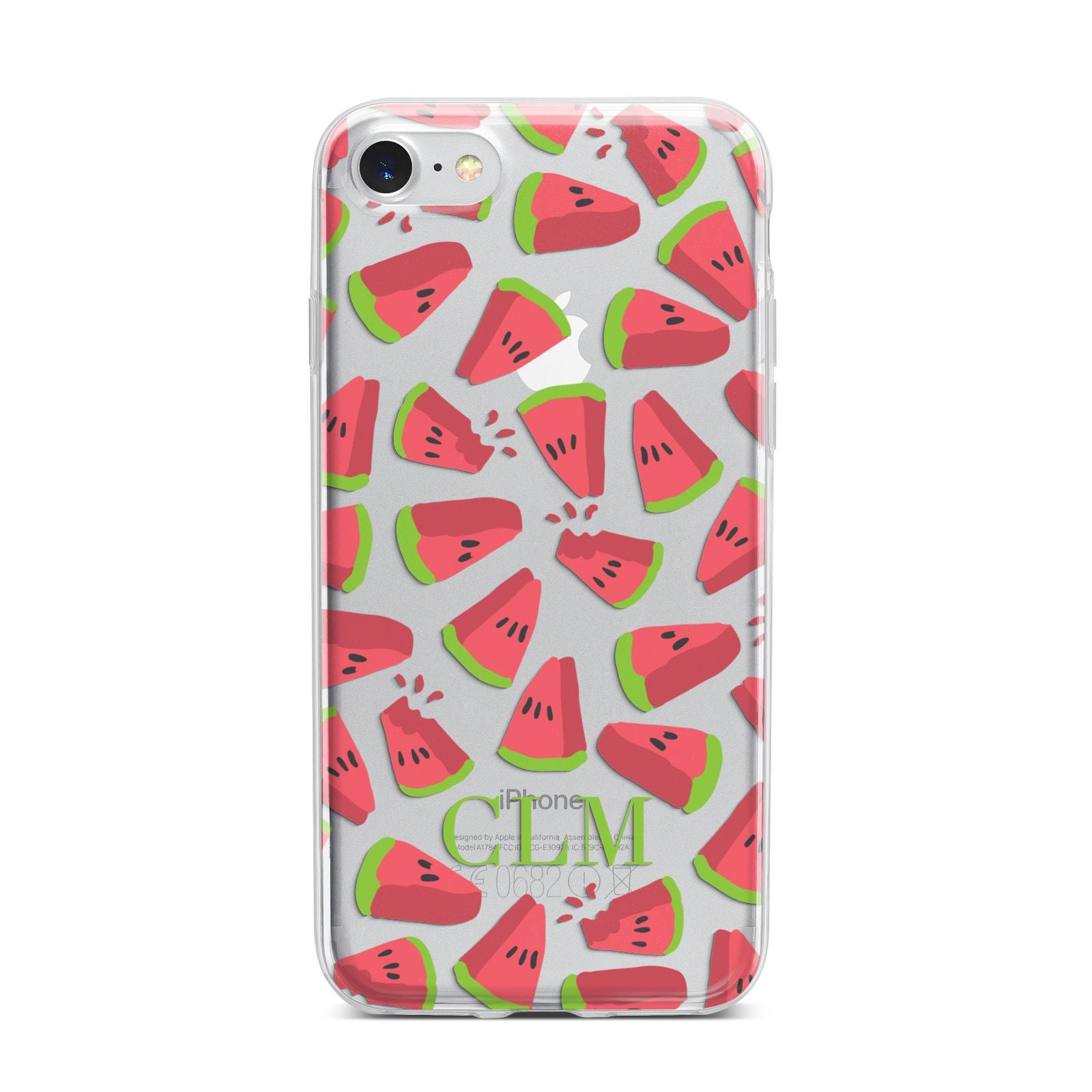 Personalised Watermelon Monogram iPhone 7 Bumper Case on Silver iPhone