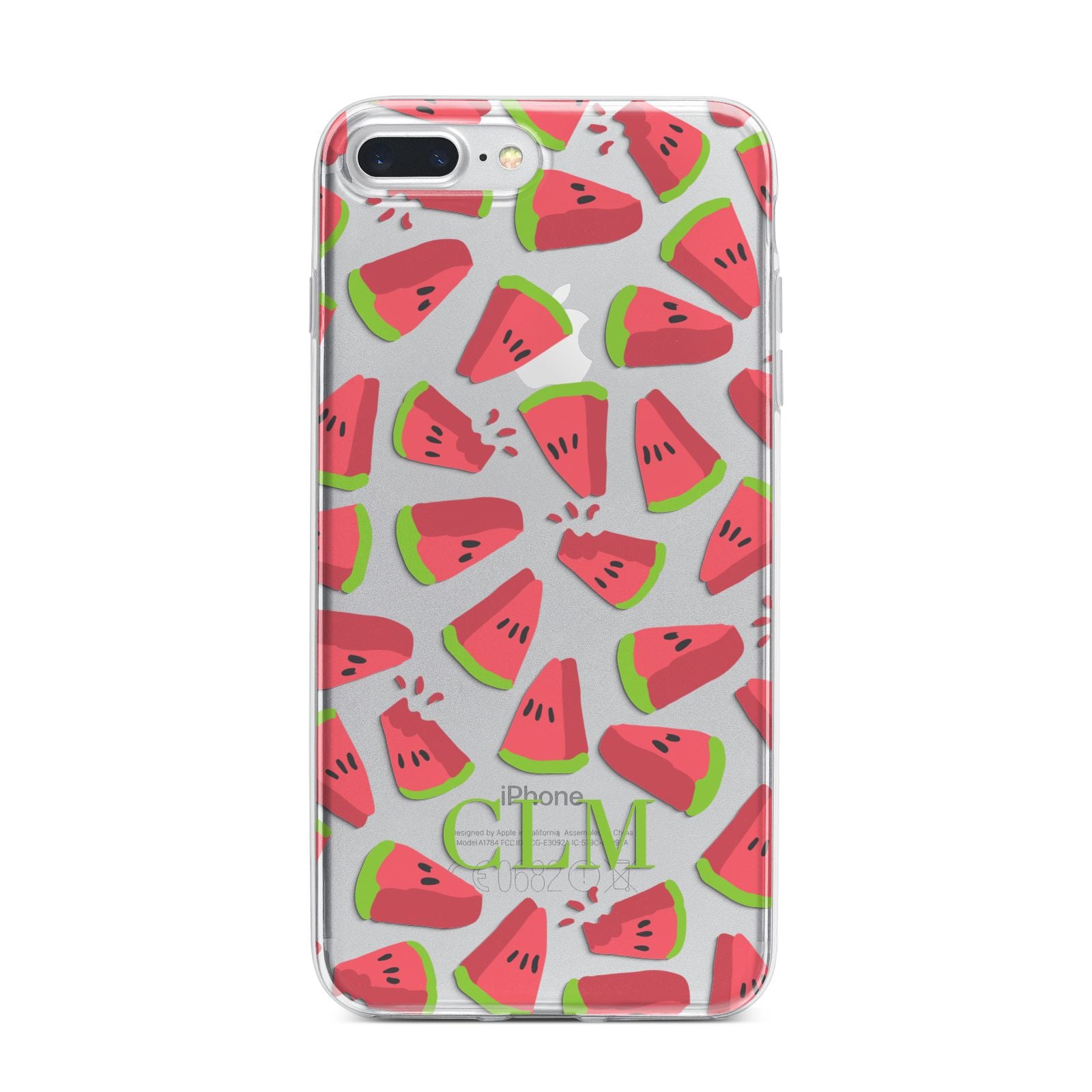 Personalised Watermelon Monogram iPhone 7 Plus Bumper Case on Silver iPhone