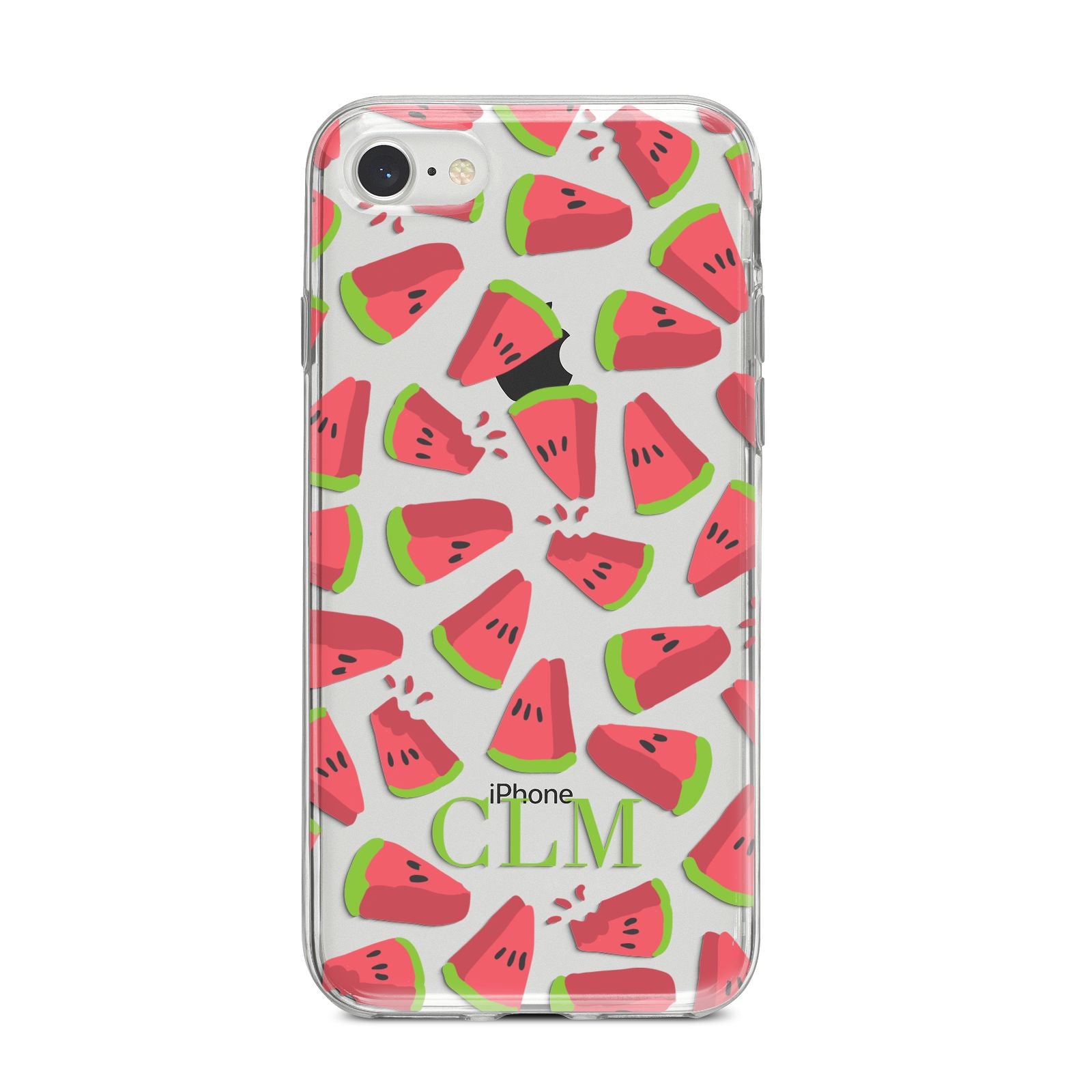 Personalised Watermelon Monogram iPhone 8 Bumper Case on Silver iPhone