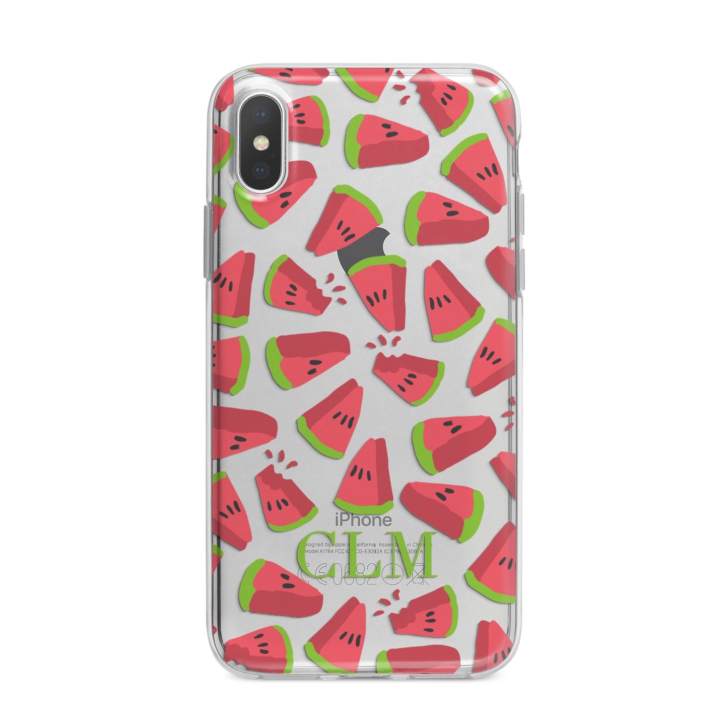 Personalised Watermelon Monogram iPhone X Bumper Case on Silver iPhone Alternative Image 1